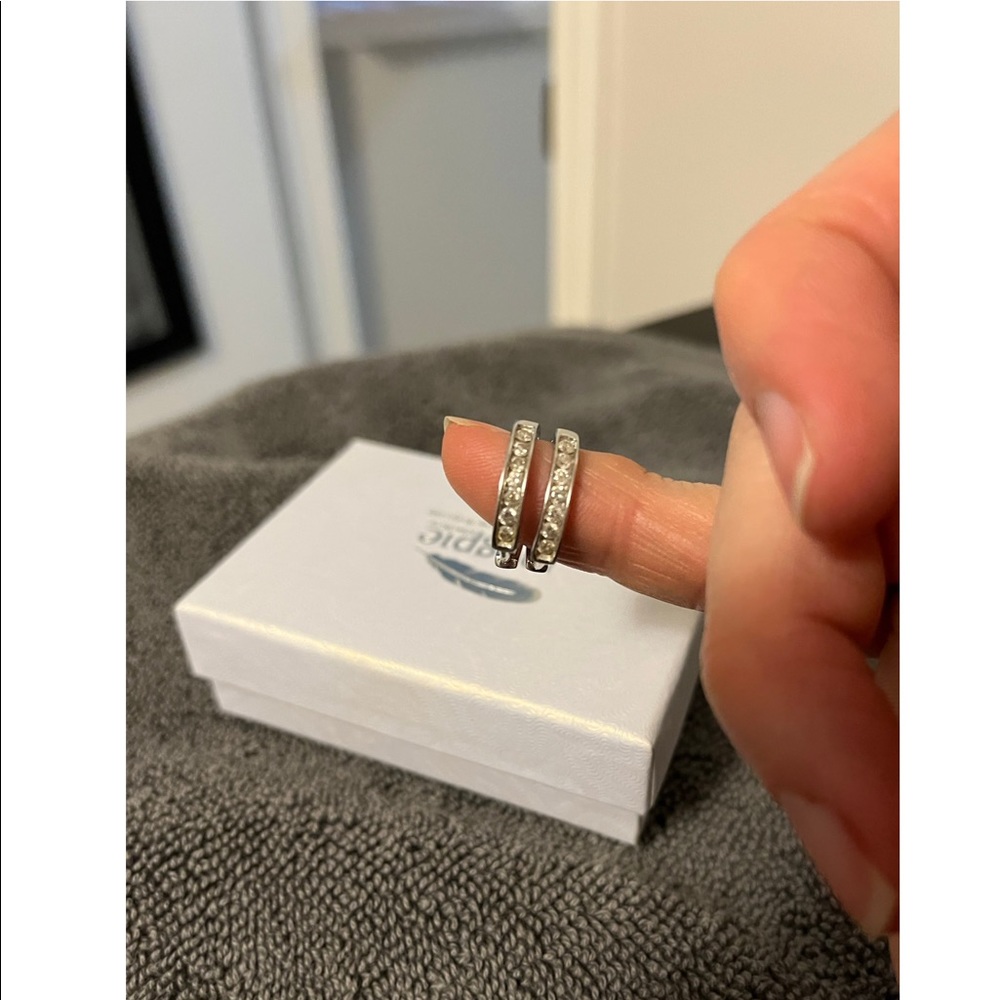 Diamond and White Gold Hoop Earrings